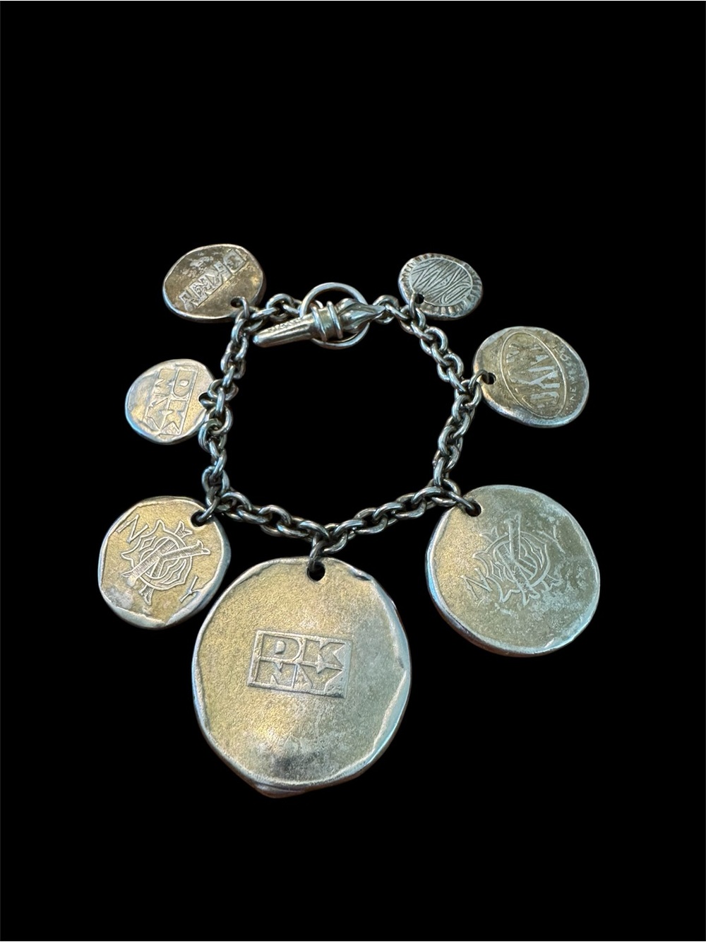 vintage DKNY (Donna Karan New York) coin medallion charm bracelet